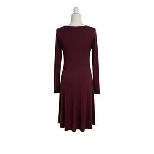 Old Navy Women's XL Maroon Burgundy Long Sleeve Fit & Flare Mini Dress Soft-Knit